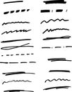 Hand drawn underlines. Drawing brush strokes. Royalty Free Stock Photo